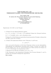 ubungsblatt 4 zu thermodynamik und statistische mechanik