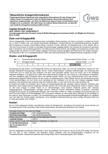 Wesentliche Anlegerinformationen Capital Growth Fund Ziele und