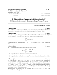 9.¨Ubungsblatt ” Wahrscheinlichkeitstheorie 1“ - TU Berlin