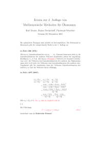 Errata zur 2. Auflage von Mathematische Methoden für Ökonomen