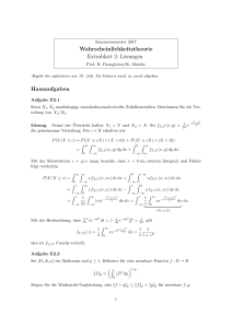 Wahrscheinlichkeitstheorie Extrablatt: Lösungen 2 Hausaufgaben
