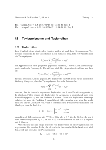§1 Taylorpolynome und Taylorreihen