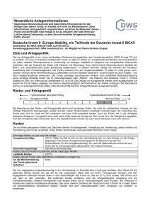 Wesentliche Anlegerinformationen Deutsche Invest II Europe