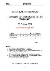 Klausur und die Musterlösung