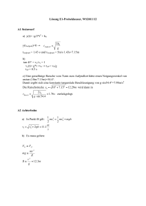 Lösung E1-Probeklausur, WS2011/12 A1 Steinwurf a) y(t)=