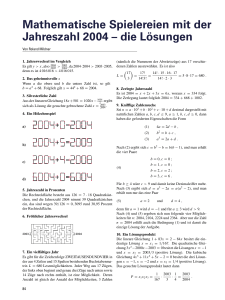 Mathematische Spielereien mit der Jahreszahl 2004