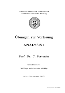 bungen zur Vorlesung ANALYSIS I - Fachbereich Mathematik und