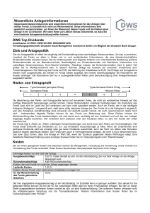 Wesentliche Anlegerinformationen DWS Top Dividende Ziele und