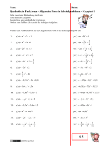 Quadratische Funktionen - Allgemeine Form in Scheitelpunkt…