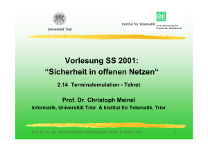 Vorlesung SS 2001: “Sicherheit in offenen Netzen“