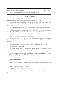 Elementare Zahlentheorie WS 2009/10 http://www.mathematik.uni