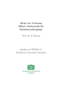 Skript zur Vorlesung Höhere Mathematik für