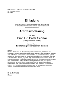 Einladung Antrittsvorlesung Prof. Dr. Peter Schilke