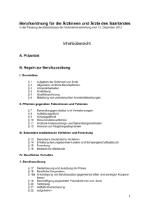 Berufsordnung für die Ärztinnen und Ärzte des Saarlandes