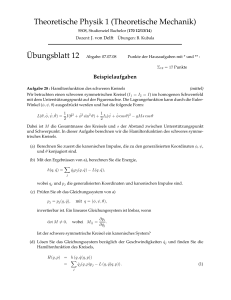 Theoretische Physik 1 (Theoretische Mechanik) ¨Ubungsblatt 12
