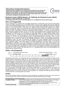 Wesentliche Anlegerinformationen Deutsche Invest I CROCI Sectors