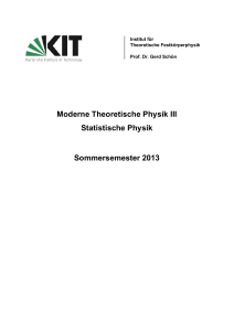 Moderne Theoretische Physik III Statistische Physik