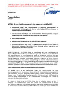 NORMA Group plant Börsengang in der ersten Jahreshälfte 2011