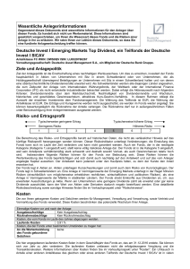 Wesentliche Anlegerinformationen Deutsche Invest I Emerging