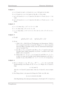 Musterlösungen Elementare Zahlentheorie Aufgabe 1 a) a ≡ b