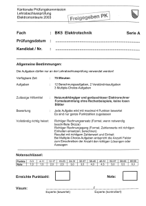 Fach BK5 Elektrotechnik Serie A Prüfungsdatum Kandidat I Nr.