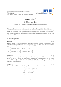 ,,Analysis 1” 1.¨Ubungsblatt Hausaufgaben