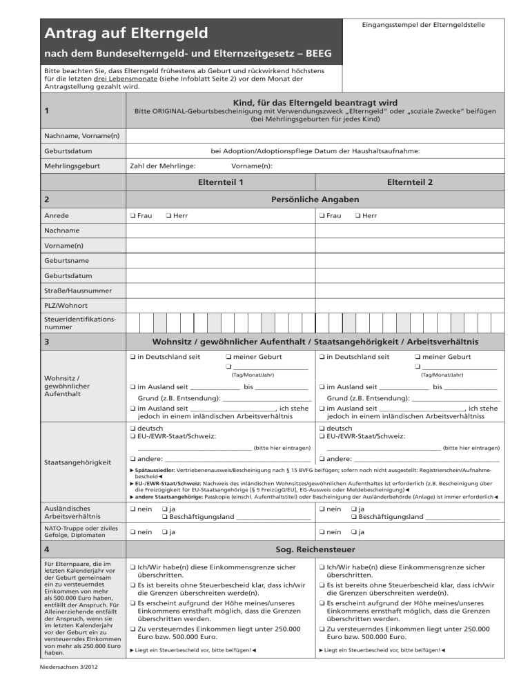 Antrag Auf Elterngeld