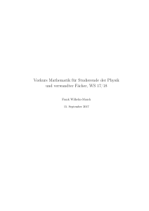 Vorkurs Mathematik für Studierende der Physik und verwandter