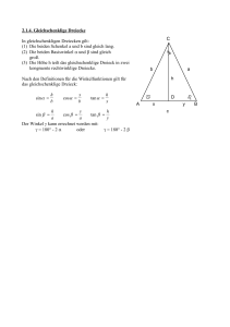 2.1.4. Gleichschenklige Dreiecke In gleichschenkligen Dreiecken gilt