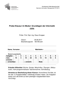 Probe-Klausur im Modul: Grundlagen der Informatik