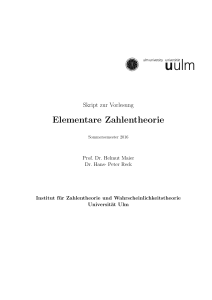 Elementare Zahlentheorie