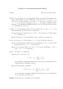 ¨Ubungen zur Vorlesung Riemannsche Flächen H. Klein Blatt 4,29
