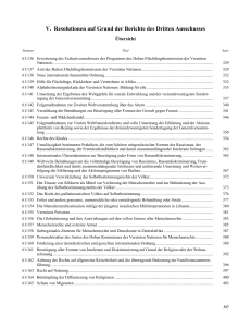 V. Resolutionen auf Grund der Berichte des Dritten Ausschusses