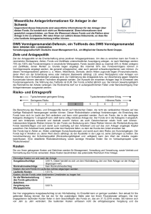 Wesentliche Anlegerinformationen für Anleger in der Schweiz DWS