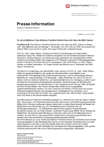 Presse-Information - Klinikum Frankfurt Höchst