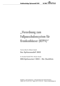 „Verordnung zum Fallpauschalensystem für Krankenhäuser (KFPV)“