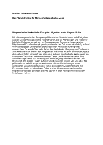 Abstract Prof. Krause Die genetische Herkunft der Europäer