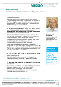 Pressemitteilung - Missionsärztliche Klinik Würzburg