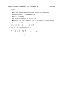 Natürliche Zahlen, Primzahlen und Teilbarkeit (1) Lösung 1