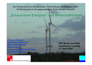 „Erneuerbare Energien“ und Wirtschaftlichkeit