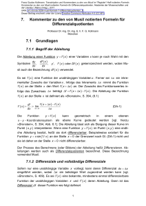 7. Kommentar zu den von Musil notierten Formeln für