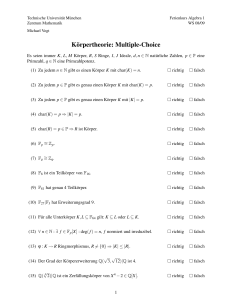 Körpertheorie: Multiple-Choice