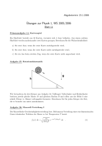¨Ubungen zur Physik 1, WS 2005/2006