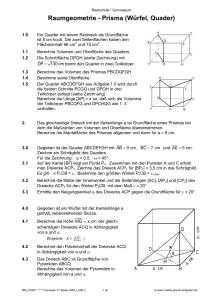 Raumgeometrie - Prisma (Würfel, Quader) - mathe-physik