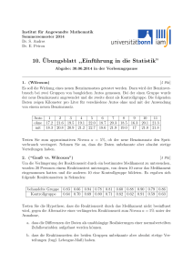 10. ¨Ubungsblatt ,,Einführung in die Statistik”