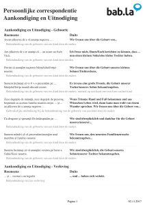 Persoonlijke correspondentie Aankondiging en Uitnodiging