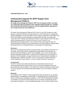 Umfassendes Upgrade für SPOT Supply Chain Management Plattform