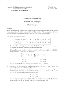 Klausur zur Vorlesung Statistik für Biologen - KIT