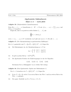 Algebraische Zahlentheorie Blatt 4+5 12.01.2016
