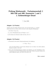 Prüfung Mathematik - Fachwissenschaft 1 MA 430 und 440
